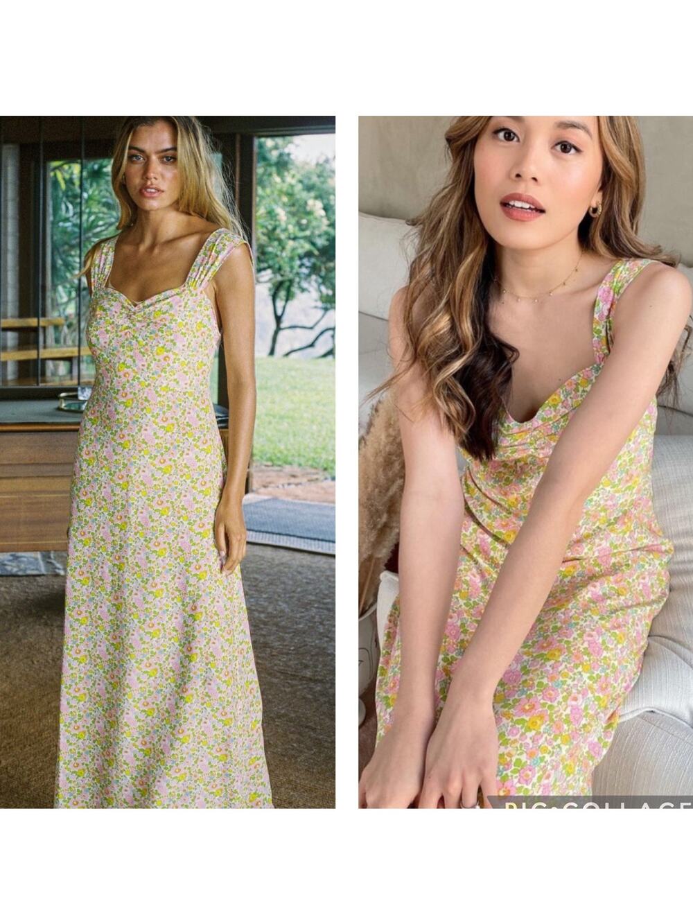 With Jean LouLou Floral Maxi Dress Long Sleeveless sz L Pansies Lou Lou